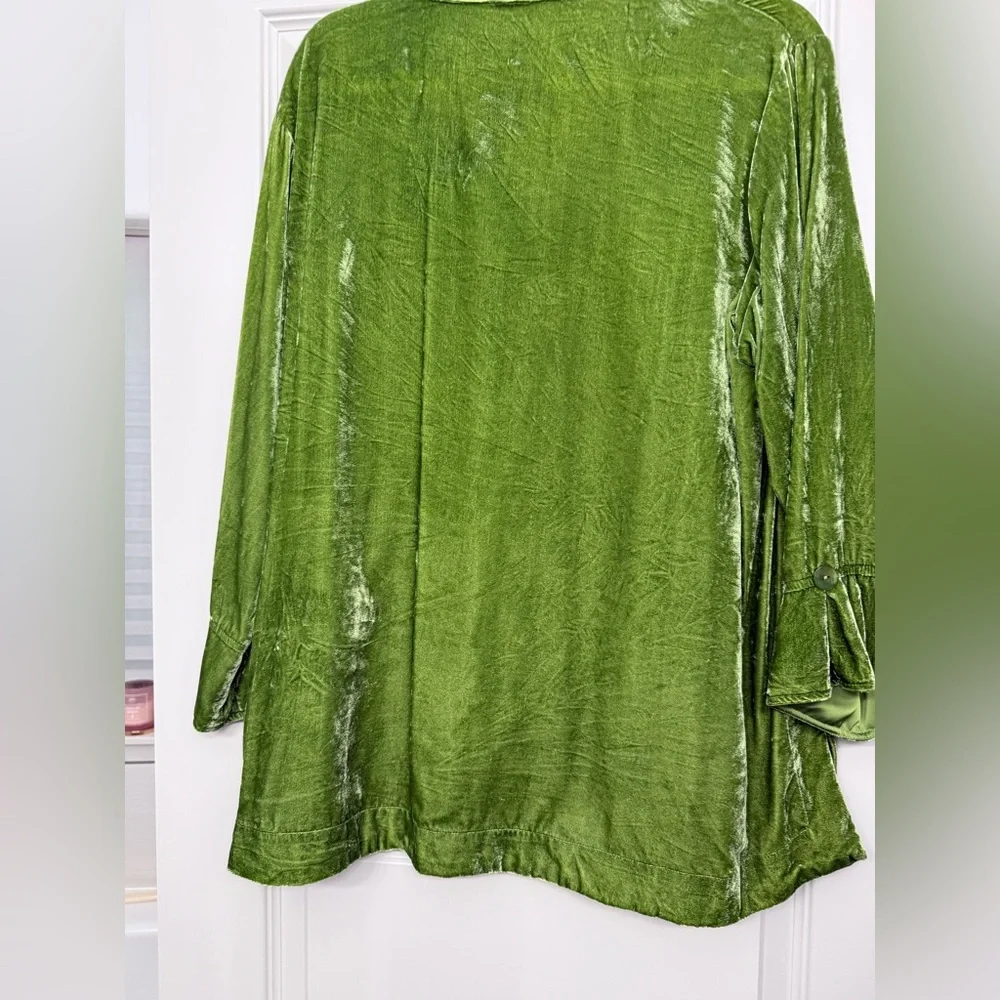 John Mark Lush Green Velvet Blouse - Picture 2 of 5